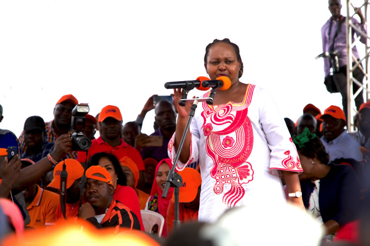 Governor Waiguru at Joseph Kangethe Grounds in Kibra on Sunday the 3rd of November to drum up support for the ODM candidate